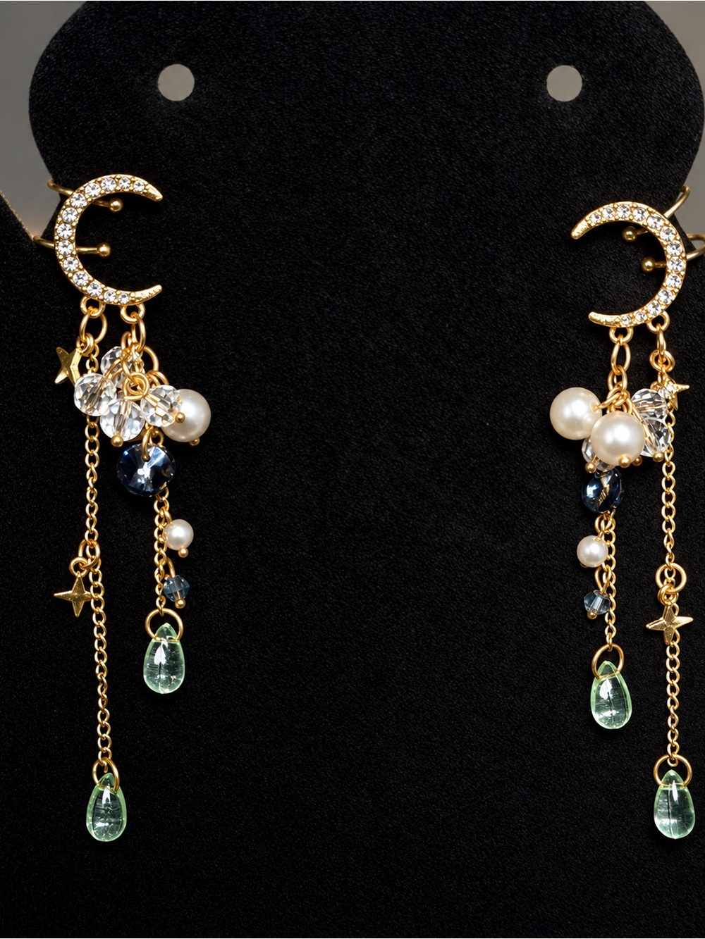 Moon Star Tassel Clip-On Ear Cuff Earrings